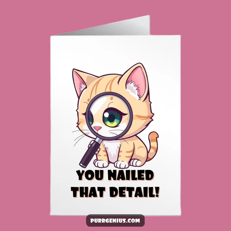 Free Printable Magnified Eye Cat Congrats Card - Humorous Downloadable Gift for Sharp Minds