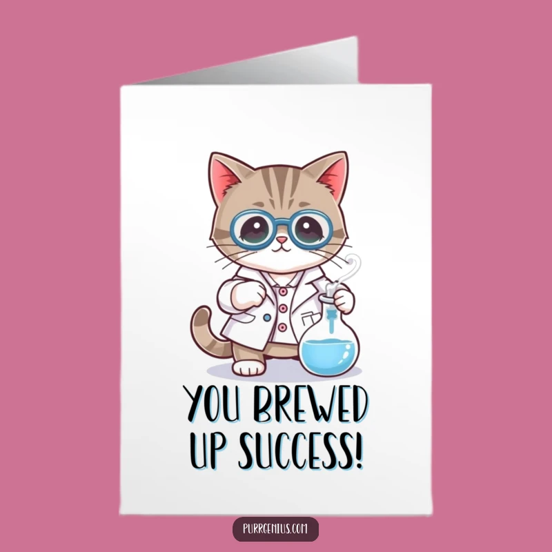 Free Printable Congrats Card: Scientist Cat Lab Funny Downloadable Gift