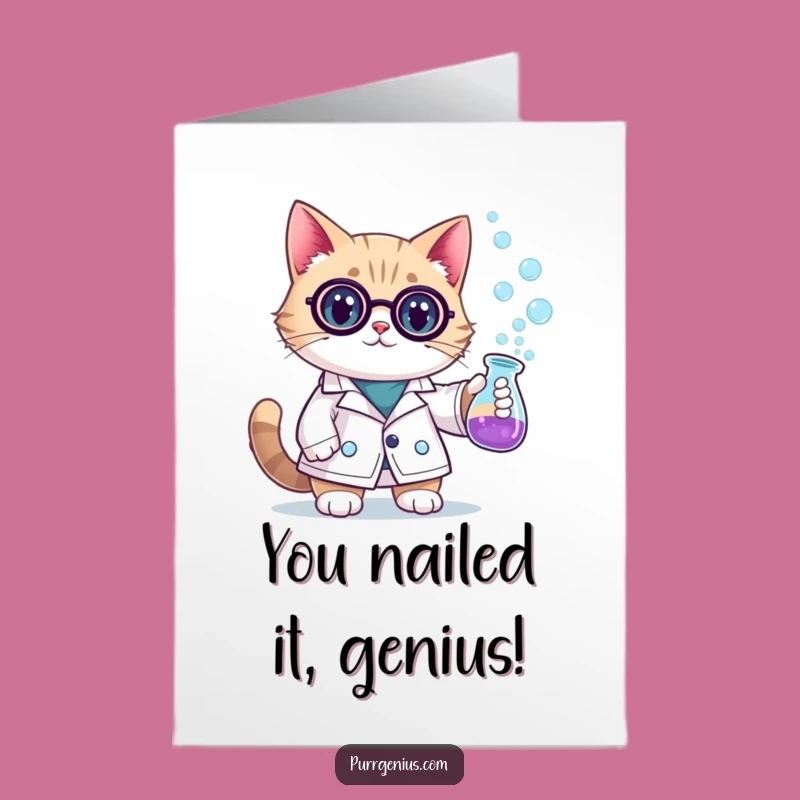 Free Printable Funny Cat Scientist Card - Celebrate Success with this Downloadable Lab Gift