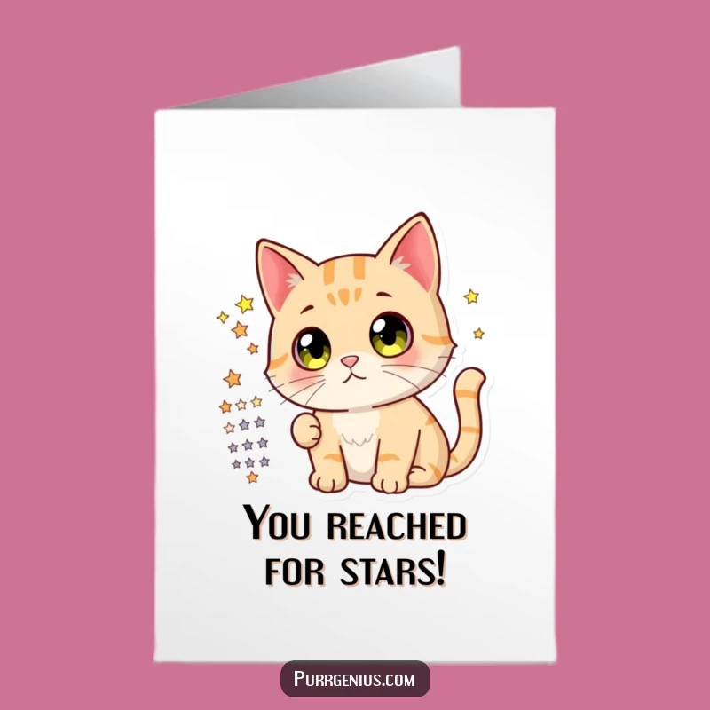 Free Printable Funny Cat Congratulations Card: Star Gazing Achievement Downloadable Gift