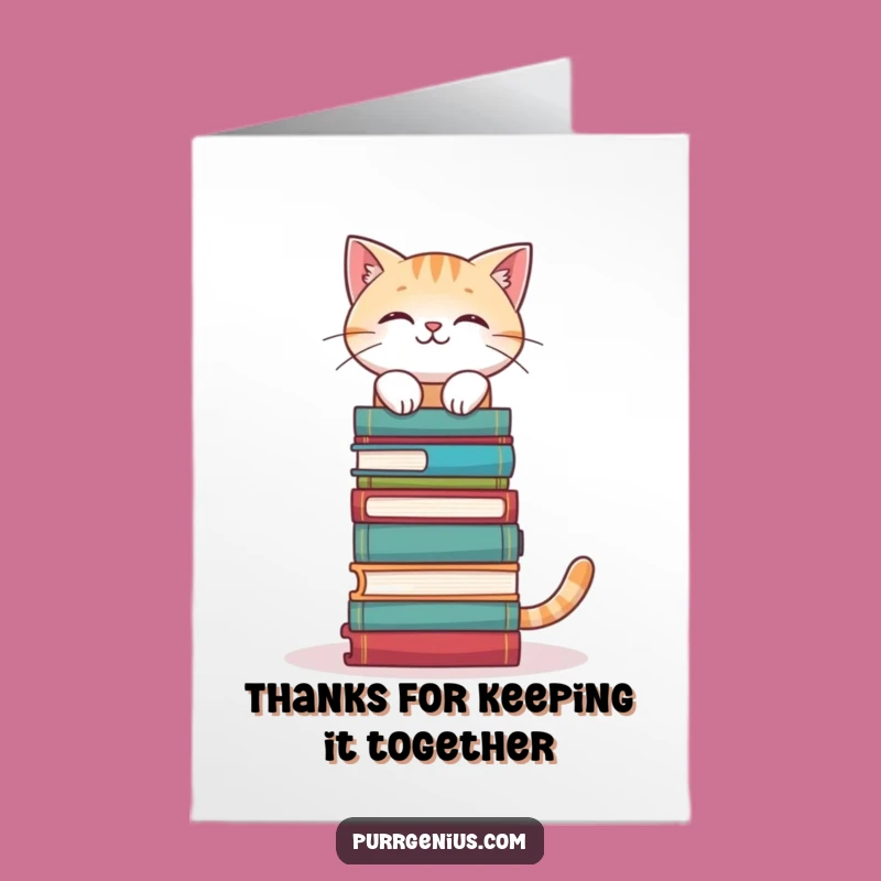 Free Printable Bookworm Cat Thank You Card - Funny Downloadable Gift for Scholars