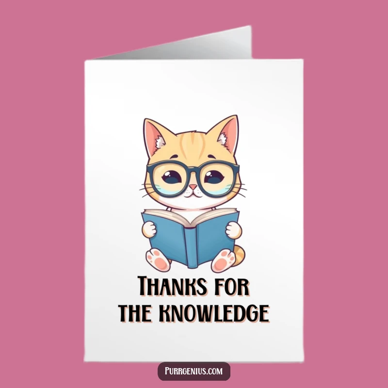 Free Printable Thank You Card: Scholarly Cat Reader, Heartfelt Downloadable Gift
