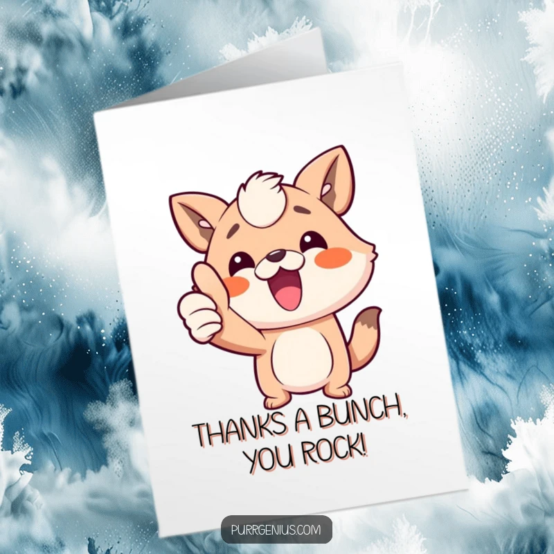 Funny Free Printable Thank You Card: A proud animal flashes a big thumbs up, conveying heartfelt thanks.