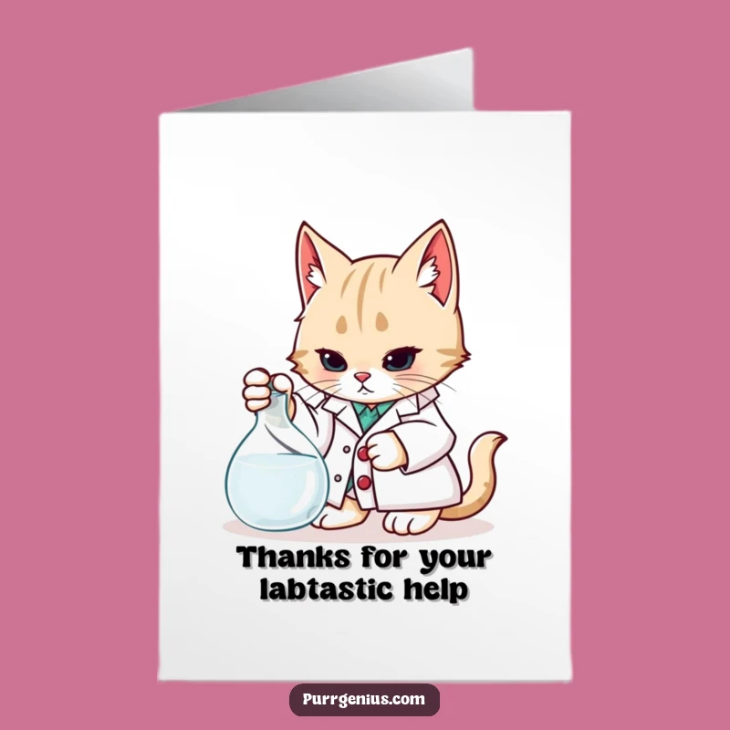 Free Printable Thank You Card: Lab Cat, Funny Downloadable Gift for Expertise