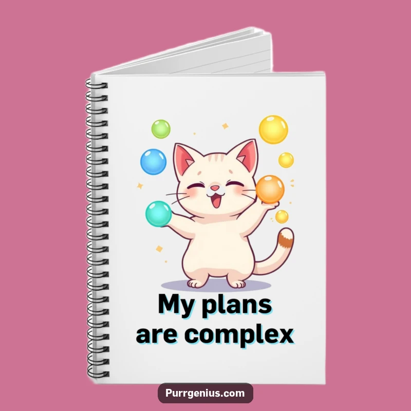 Funny Juggling Cat Notebook: Playful Feline Orb Journal