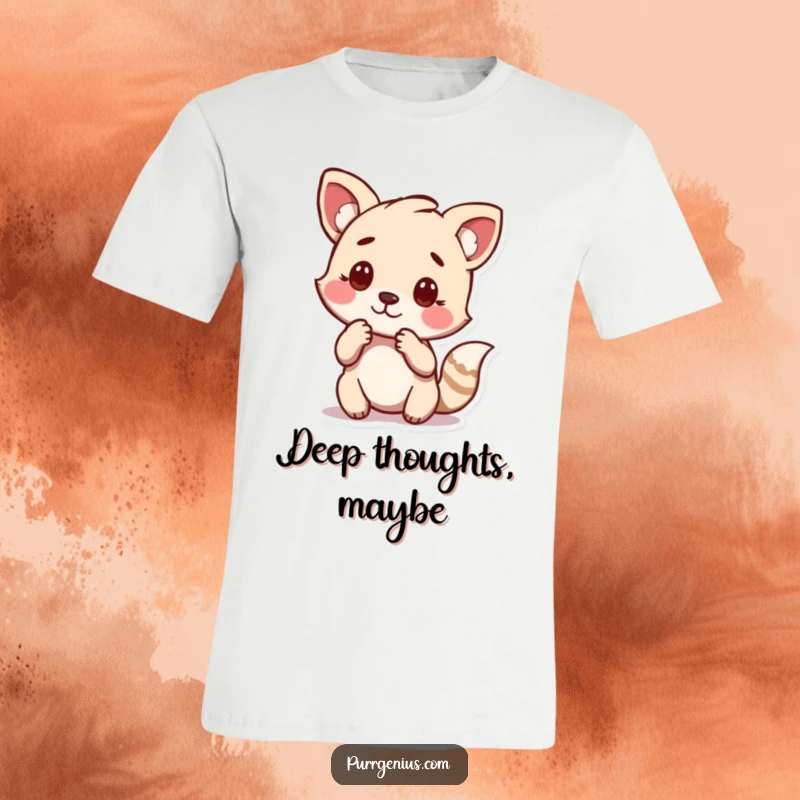 Funny t-shirt graphic of an animal character in a contemplative posture, suggesting deep thought and humor.