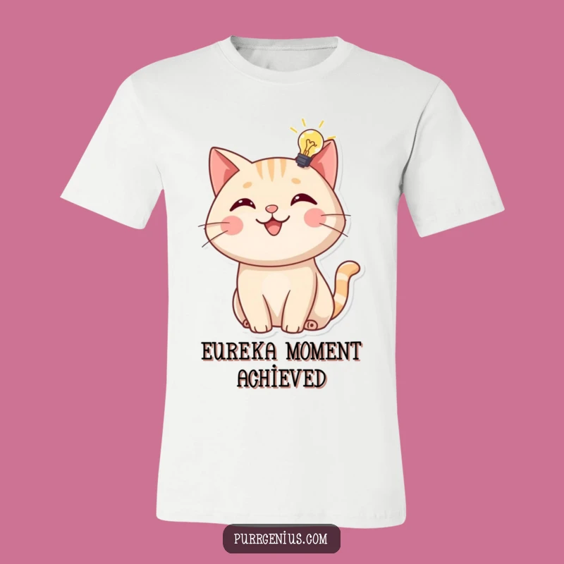 Funny Brainy Cat T-Shirt: Cheerful Feline Lightbulb Shirt, Genius Gift
