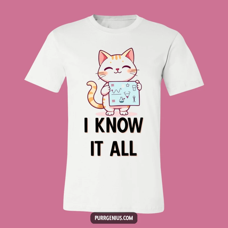 Funny Kawaii Cat Presenter Tee: Wear Your Intelligence with Humor