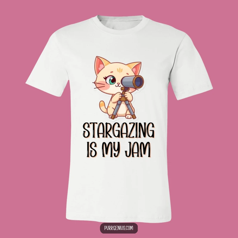 Funny Curious Cat Telescope T-Shirt: Adventure Awaits Your Wardrobe
