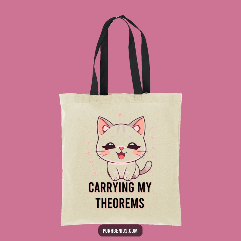 Funny Kawaii Math Cat Tote Bag: Carry Your Books and Your Equations with Delight!