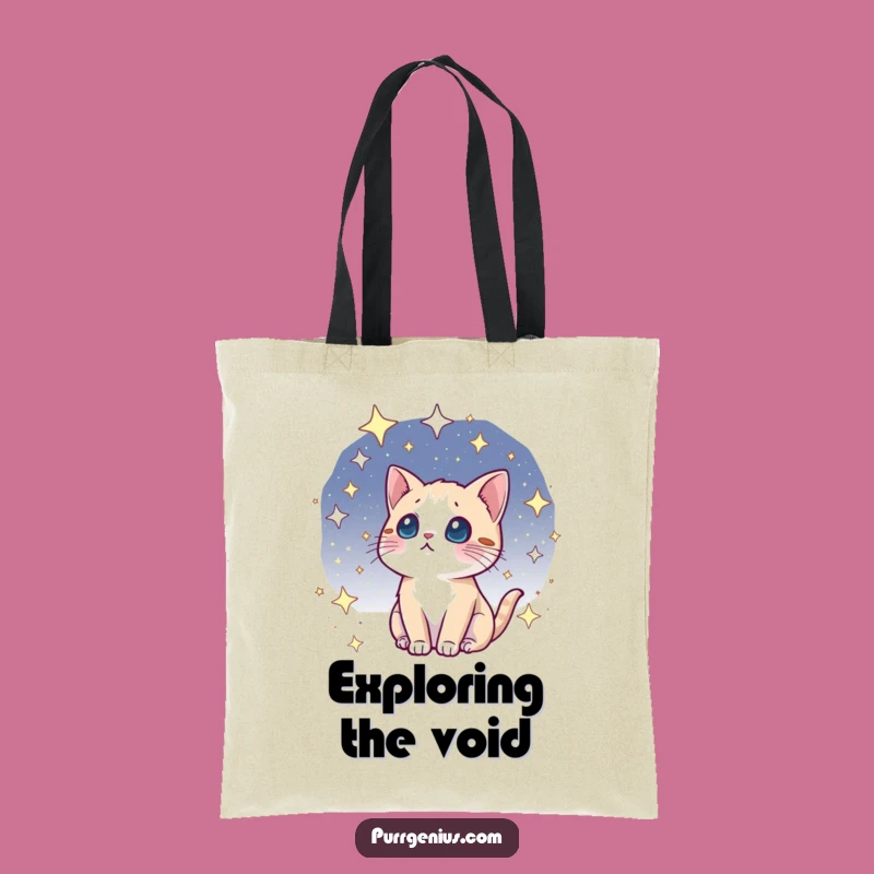 Funny Kawaii Cosmic Cat Tote Bag: Carry the Stars and Your Feline Friend
