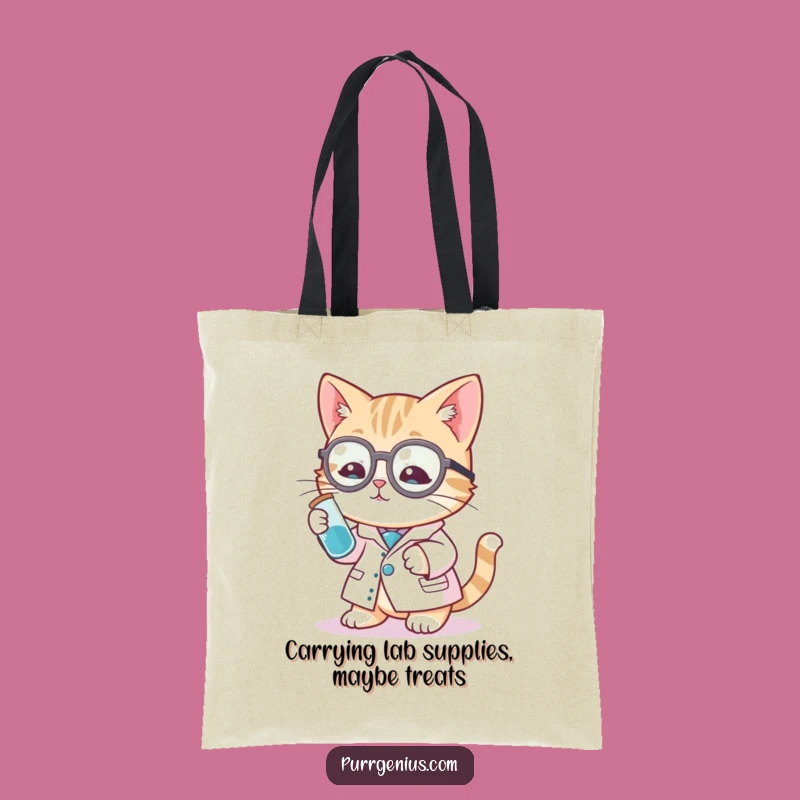 Funny Cat Scientist Tote Bag - Practical Lab Coat Kitty Funny Gift!