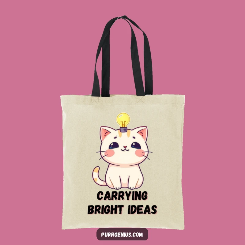 Funny Kawaii Cat Lightbulb Tote Bag: Carry Your Brilliant Thoughts